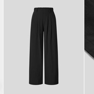 Black 100% Linen Cotton wide leg pants